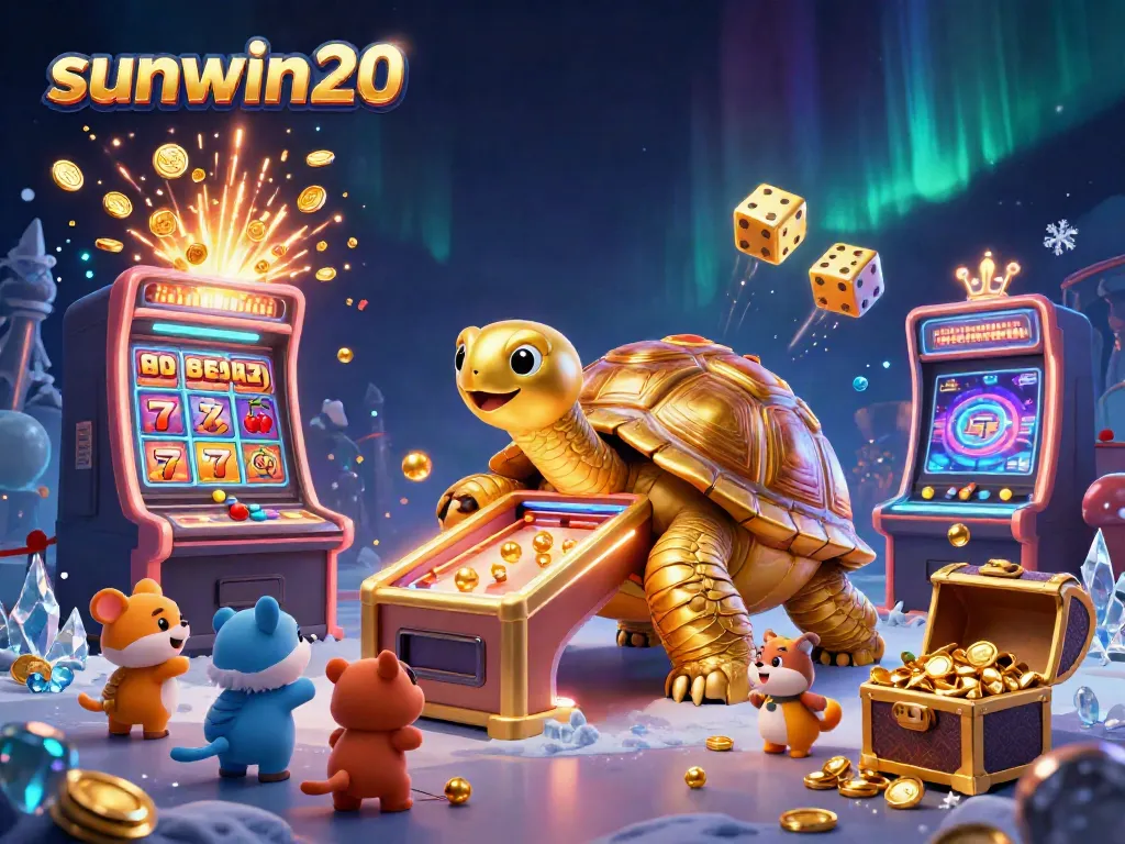 Experience the excitement of sunwin20 with a vibrant, ultra-detailed casino scene bursting with games.