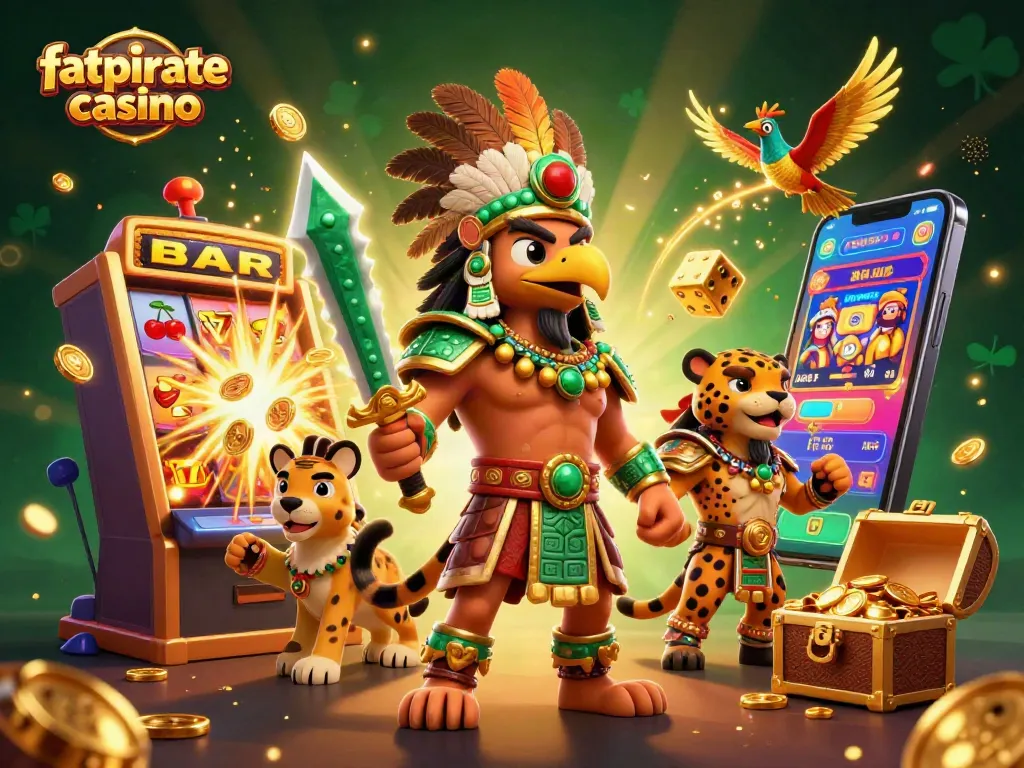 Experience the thrill at fatpirate casino with a vibrant 3D jackpot explosion and immersive game elements.